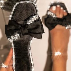 Mollyshoe Open Squared Toe Rhinestone Bownots Slippers 22 Mollyshoe Open Squared Toe Rhinestone Bownots Slippers