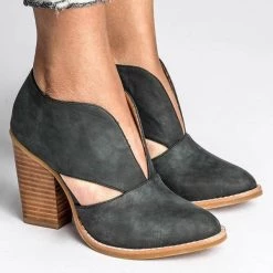 Mollyshoe Round Toe Women Chunky Heel Casual Pu Ankle Boots