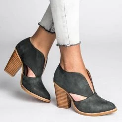 Mollyshoe Round Toe Women Chunky Heel Casual Pu Ankle Boots