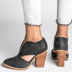 Mollyshoe Round Toe Women Chunky Heel Casual Pu Ankle Boots