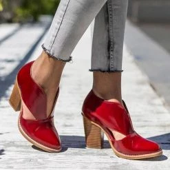 Mollyshoe Round Toe Women Chunky Heel Casual Pu Ankle Boots