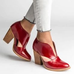 Mollyshoe Round Toe Women Chunky Heel Casual Pu Ankle Boots