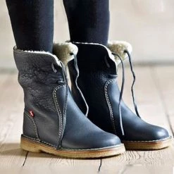 Mollyshoe Women Winter Vintage Boots Warm Unisex Lace-up Shoes