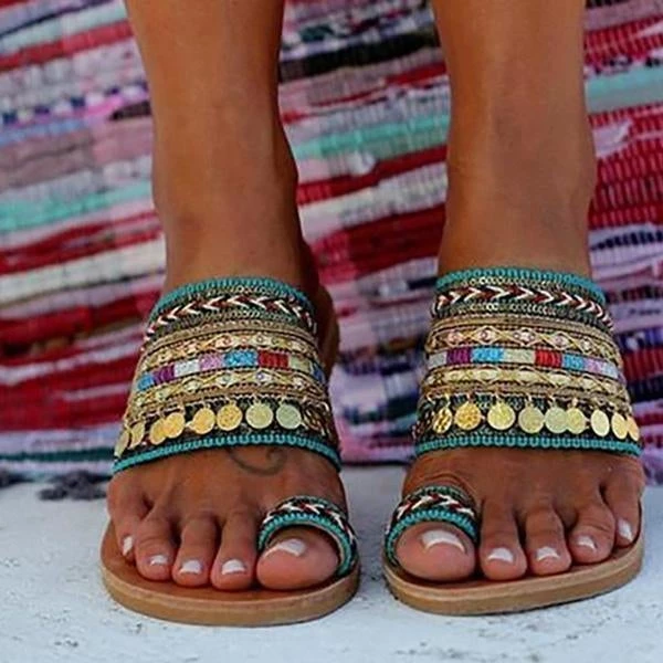 Mollyshoe Ethnic Boho Style Toe Ring Sandals Slippers 5 Mollyshoe Ethnic Boho Style Toe Ring Sandals Slippers