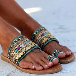 Mollyshoe Ethnic Boho Style Toe Ring Sandals Slippers 10 Mollyshoe Ethnic Boho Style Toe Ring Sandals Slippers
