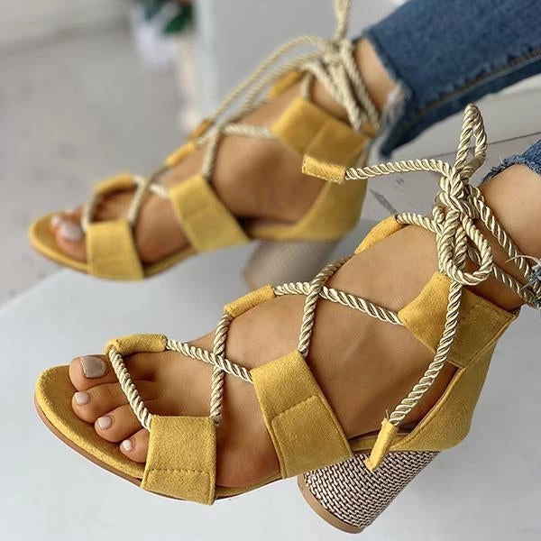 Mollyshoe Colourblock Lace-up Chunky Heels Open Toe Sandals 11 Mollyshoe Colourblock Lace-up Chunky Heels Open Toe Sandals