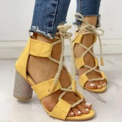 Mollyshoe Colourblock Lace-up Chunky Heels Open Toe Sandals 22 Mollyshoe Colourblock Lace-up Chunky Heels Open Toe Sandals