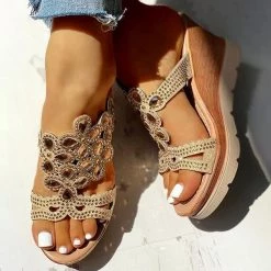 Mollyshoe Studded Platform Wedge Casual Slingback Sandals
