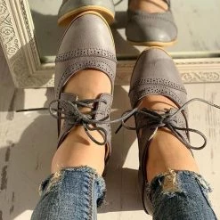 Mollyshoe Lace-Up Cut Out Chunky Heels