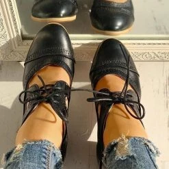 Mollyshoe Lace-Up Cut Out Chunky Heels