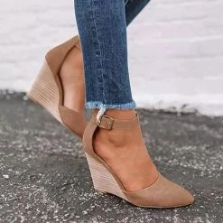 Mollyshoe Women Summer Classic Wedge Pumps Ankle Strap Heels Sandals