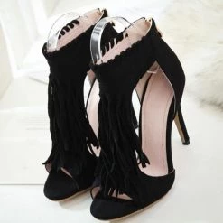 Heels Mollyshoe Fashion Open Toe Tassels Ankle Ladies Sandals