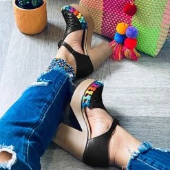 Mollyshoe Women's Colored Closed Toe Mesh Sandals Heels 22 Mollyshoe Women's Colored Closed Toe Mesh Sandals Heels