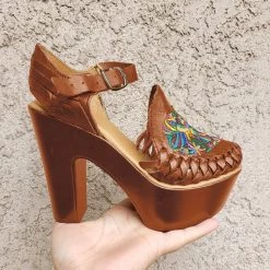 Heels Mollyshoe Women's Summer Solid Color Woven Closed Toe High Heel Sandals