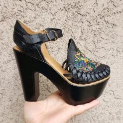 Heels Mollyshoe Women's Summer Solid Color Woven Closed Toe High Heel Sandals