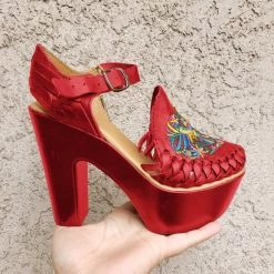 Heels Mollyshoe Women's Summer Solid Color Woven Closed Toe High Heel Sandals