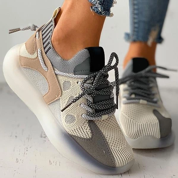 Mollyshoe Women All Season Colorblock Lace-Up Breathable Knit Casual Sneakers 3 Mollyshoe Women All Season Colorblock Lace-Up Breathable Knit Casual Sneakers