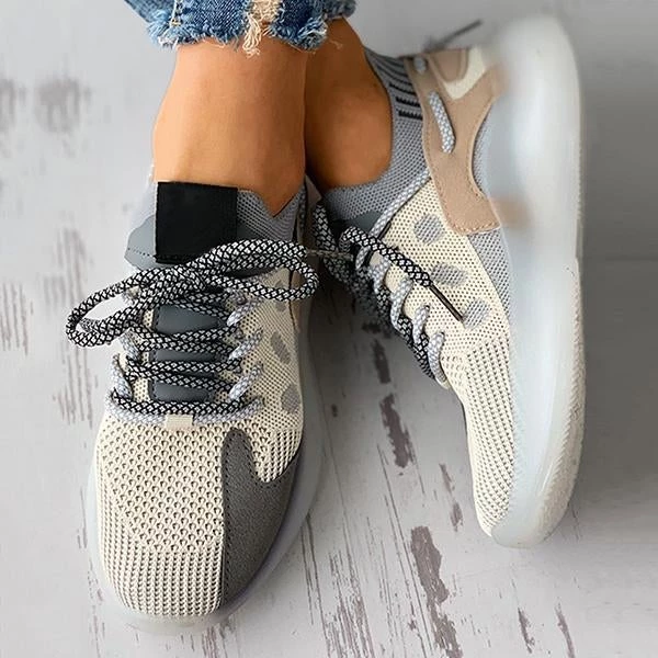 Mollyshoe Women All Season Colorblock Lace-Up Breathable Knit Casual Sneakers 5 Mollyshoe Women All Season Colorblock Lace-Up Breathable Knit Casual Sneakers