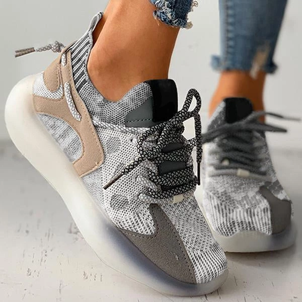 Mollyshoe Women All Season Colorblock Lace-Up Breathable Knit Casual Sneakers 8 Mollyshoe Women All Season Colorblock Lace-Up Breathable Knit Casual Sneakers