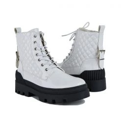 Mollyshoe Women Vintage Motorcycle Mid Heel Platform Boots