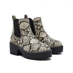 Mollyshoe Women Casual Snakeskin Platform Slip On Boots 34 Mollyshoe Women Casual Snakeskin Platform Slip On Boots