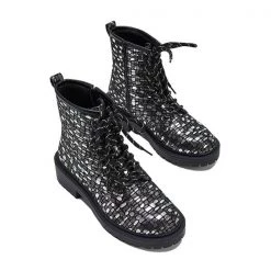 Mollyshoe Women Sexy Sequin Lace-Up Ankle Chunky Heel Boots