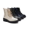Mollyshoe Women Sexy Sequin Lace-Up Ankle Chunky Heel Boots