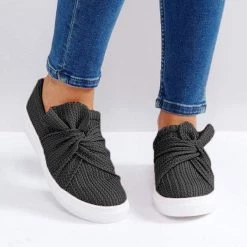 Mollyshoe Women Knitted Twist Slip On Sneakers