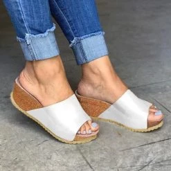 Mollyshoe Fashion Style Peep Toe Slip-On Wedges Sandals
