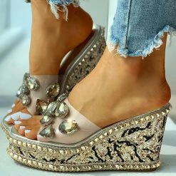 Mollyshoe Open Toe Studded Rivet Heeled Sandals