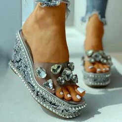Mollyshoe Open Toe Studded Rivet Heeled Sandals