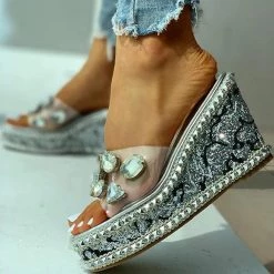 Mollyshoe Open Toe Studded Rivet Heeled Sandals
