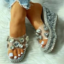 Mollyshoe Open Toe Studded Rivet Heeled Sandals