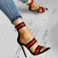 Mollyshoe Stripes Open Toe Thin Heels