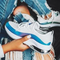 Mollyshoe Contrasting Color Round Toe Shiny Upper Sneakers