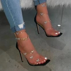 Mollyshoe Butterfly Chain Zipper High Heels