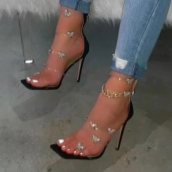 Mollyshoe Butterfly Chain Zipper High Heels