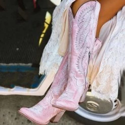 Mollyshoe Side Zipper Round Toe Chunky Heel Plant Embroidery Boots