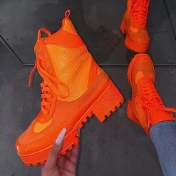 Mollyshoe Snake Print Platform Patchwork Color Block Boots