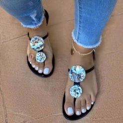 Mollyshoe Women Large Shining Rhinestone Open Toe Sandals