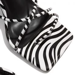 Mollyshoe Around-The-Ankle Lace-Up Closure Open Squared Toe Heels