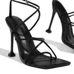Mollyshoe Around-The-Ankle Lace-Up Closure Open Squared Toe Heels