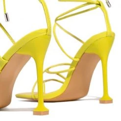 Mollyshoe Around-The-Ankle Lace-Up Closure Open Squared Toe Heels