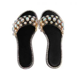 Mollyshoe Gem Slip-On Clear Strap Slippers
