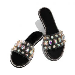 Mollyshoe Gem Slip-On Clear Strap Slippers