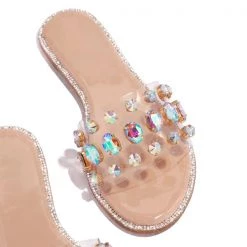 Mollyshoe Gem Slip-On Clear Strap Slippers