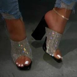 Mollyshoe Stylish Glamorous Rhinestone Strap Heels