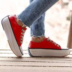 Mollyshoe Daily Lace Up Non-Slip Platform Sneakers