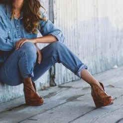 Wedges Mollyshoe Whip Stitch Faux Leather Zipper Wedge Heel Ankle Boots