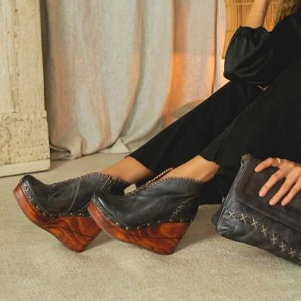 Wedges Mollyshoe Whip Stitch Faux Leather Zipper Wedge Heel Ankle Boots 7 Wedges Mollyshoe Whip Stitch Faux Leather Zipper Wedge Heel Ankle Boots